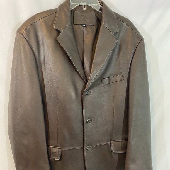 SOLD Stafford Brown Leather Blazer Jacket Vintage Mint Condition Men's - Picture 1 of 13